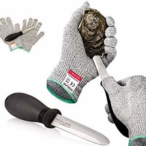 Rockland Guard Oyster Shucking Set With Cut Resistant Gloves And Oyster Knife