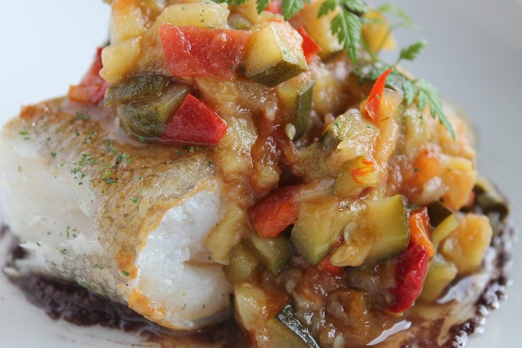Cod Ratatouille with Zucchini and Bell Peppers - Seafood Recipe
