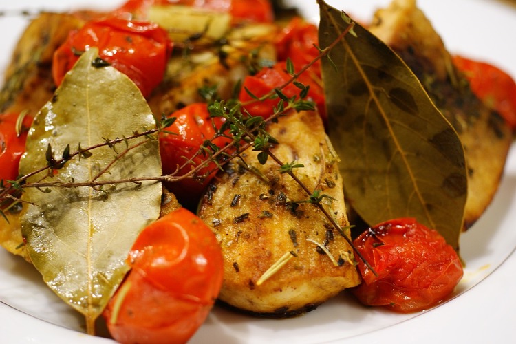 Seafood Recipe - Swordfish and Tomatoes with Bay Leaves