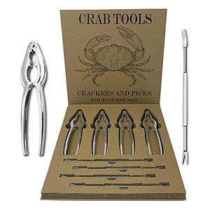 Stainless Steel Set Of 4 Crab Crackers And Lobster Picks